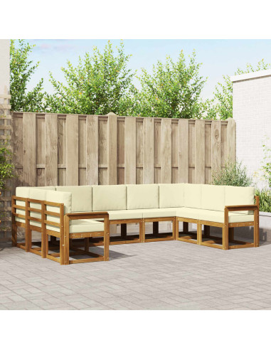 Set di divani con cuscino 9 pcs Naturale e Crema