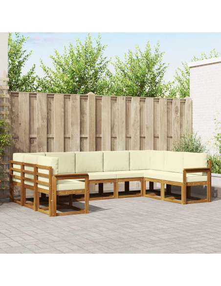 Set di divani con cuscino 9 pcs Naturale e Crema