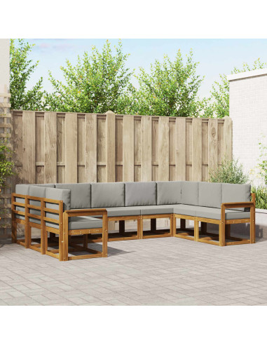 Set di divani con cuscino 9 pcs Grigio Naturale e Chiaro