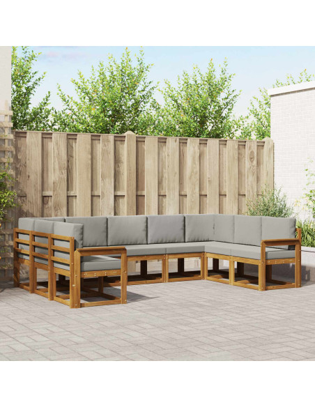 Set di divani con cuscino 9 pcs Grigio Naturale e Chiaro