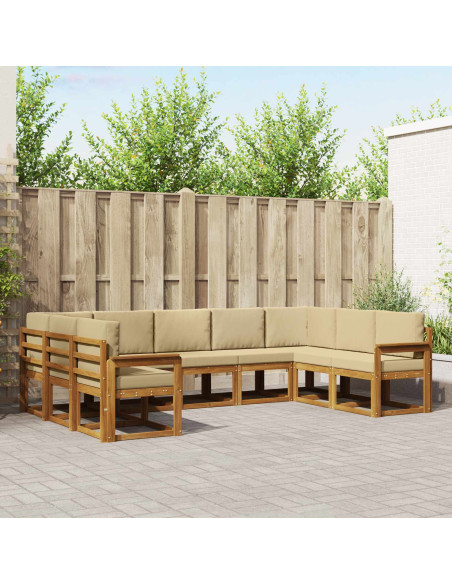 Set di divani con cuscino 9 pcs Naturale e Beige