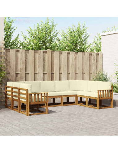 Set di divani con cuscino 9 pcs Naturale e Crema