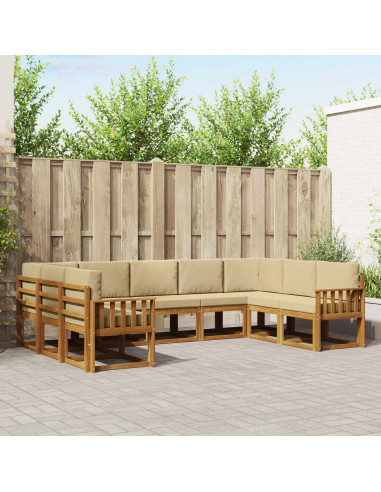 Set di divani con cuscino 9 pcs Naturale e Beige