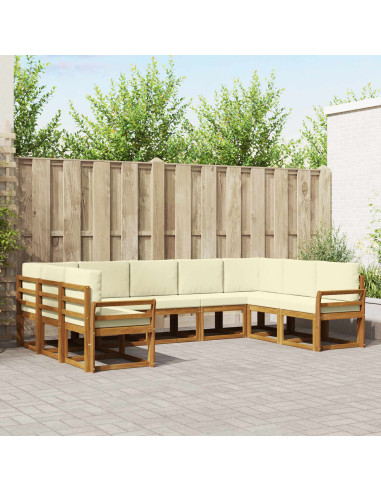 Set di divani con cuscino 9 pcs Naturale e Crema