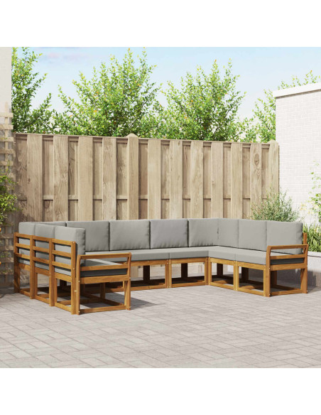 Set di divani con cuscino 9 pcs Grigio Naturale e Chiaro