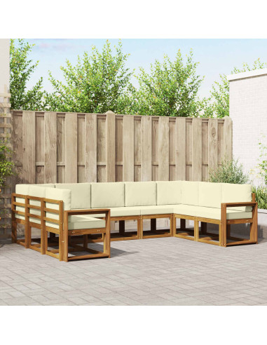 Set di divani con cuscino 9 pcs Naturale e Crema