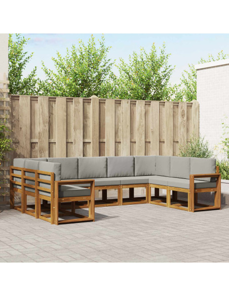 Set di divani con cuscino 9 pcs Grigio Naturale e Chiaro