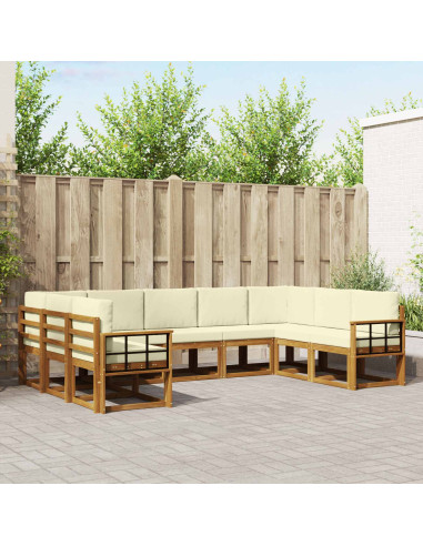 Set di divani con cuscino 9 pcs Naturale e Crema