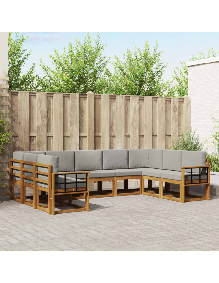 Set di divani con cuscino 9 pcs Grigio Naturale e Chiaro