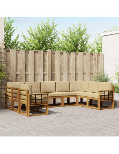 Set di divani con cuscino 9 pcs Naturale e Beige