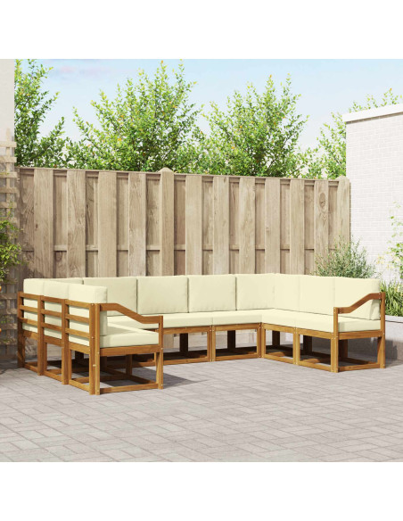 Set di divani con cuscino 9 pcs Naturale e Crema