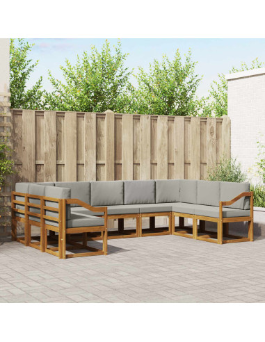 Set di divani con cuscino 9 pcs Grigio Naturale e Chiaro