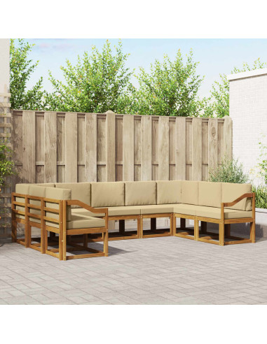 Set di divani con cuscino 9 pcs Naturale e Beige