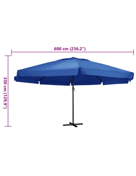 Ombrellone da Giardino con Palo in Alluminio 600 cm Azzurro