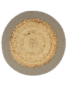 Tovagliette 4 pz Naturale e Grigio 38 cm in Juta e Cotone