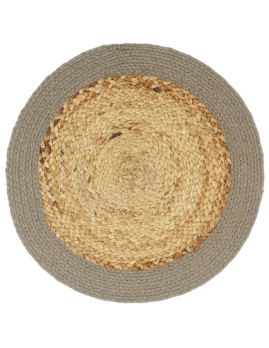 Tovagliette 4 pz Naturale e Grigio 38 cm in Juta e Cotone