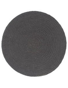 Tovagliette 4 pz Grigio Scuro Neutro 38cm Rotonde in Juta