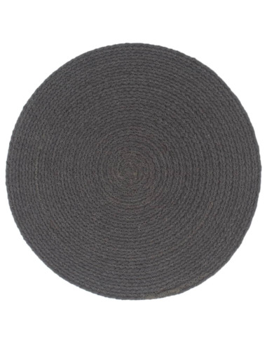 Tovagliette 4 pz Grigio Scuro Neutro 38cm Rotonde in Juta