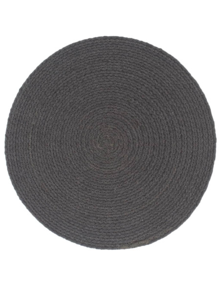 Tovagliette 4 pz Grigio Scuro Neutro 38cm Rotonde in Juta
