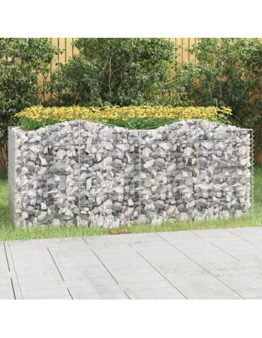 Gabbione ad Arco con Letto Rialzato 200x100x100cm Ferro Zincato