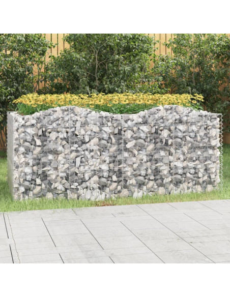 Gabbione ad Arco con Letto Rialzato 200x100x100cm Ferro Zincato