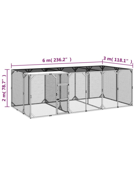 Pollaio 600x300x200 cm Legno Massello di Pino Impregnato