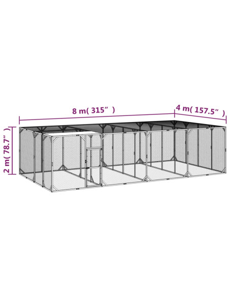 Pollaio 800x400x200 cm Legno Massello di Pino Impregnato