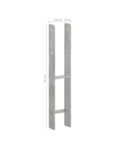 Picchetti per Recinzione 6 pz Argento 10x6x60cm Acciaio Zincato