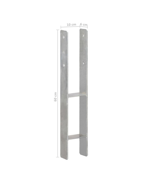 Picchetti per Recinzione 6 pz Argento 10x6x60cm Acciaio Zincato