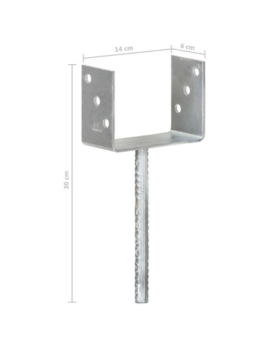 Picchetti per Recinzione 6 pz Argento 14x6x30cm Acciaio Zincato