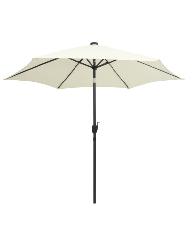 Ombrellone con Luci a LED e Palo Alluminio 300 cm Bianco Sabbia