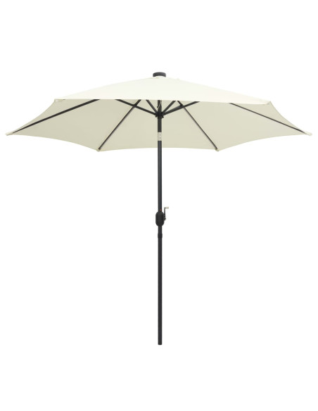 Ombrellone con Luci a LED e Palo Alluminio 300 cm Bianco Sabbia