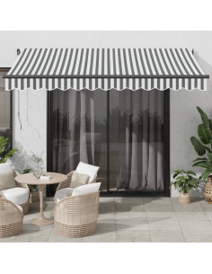 Tenda Retrattile Automatica LED Antracite e Bianco 350x250 cm