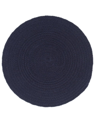 Tovagliette 4 pz Blu Marino Neutro 38 cm Rotonde in Cotone