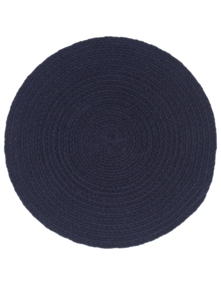 Tovagliette 4 pz Blu Marino Neutro 38 cm Rotonde in Cotone