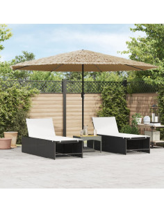 Ombrellone Giardino LED e Palo in Acciaio Marrone 388x388x248cm
