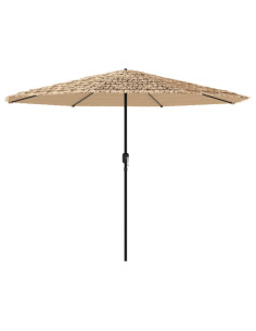 Ombrellone Giardino LED e Palo in Acciaio Marrone 388x388x248cm 2