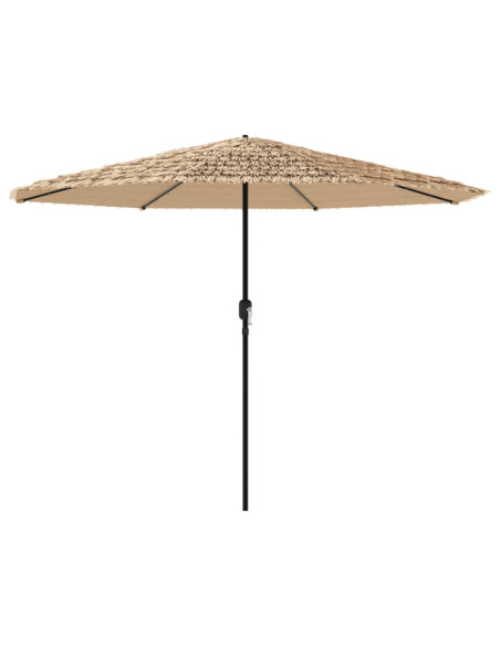 Ombrellone Giardino LED e Palo in Acciaio Marrone 388x388x248cm