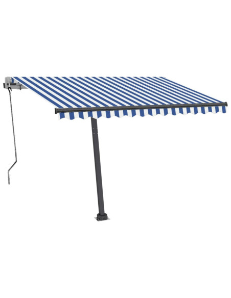 Tenda Automatica con Sensore Vento e LED 300x250 cm Blu Bianca