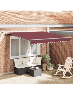Tenda da Sole Retrattile Automatica con LED Bordò 300x250 cm