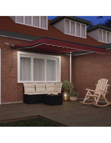 Tenda da Sole Retrattile Automatica con LED Bordò 300x250 cm