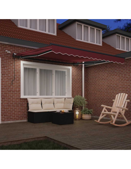Tenda da Sole Retrattile Automatica con LED Bordò 300x250 cm