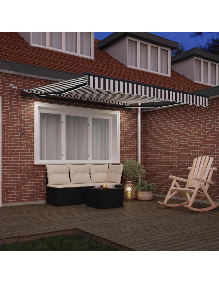 Tenda Retrattile Automatica LED Antracite e Bianco 300x250 cm