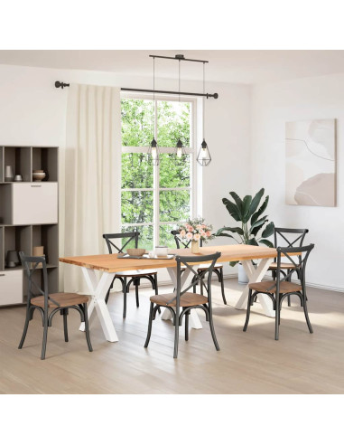 Gambe per tavolo da pranzo a forma di X 3 pz bianche 80x(72-73) cm in acciaio