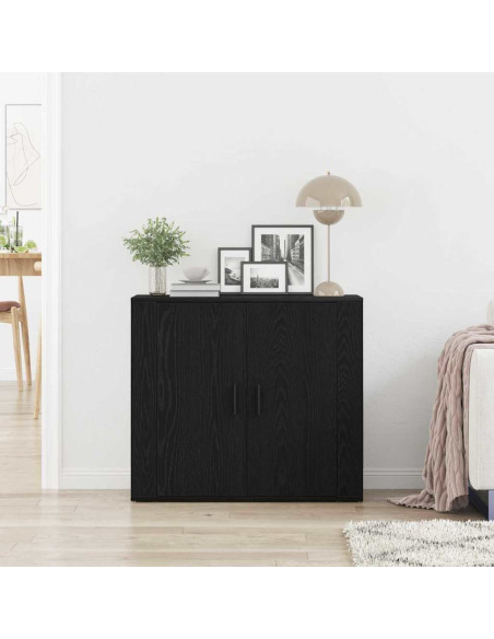 Credenza Rovere Nero 80 x 33 x 70 cm Legno multistrato