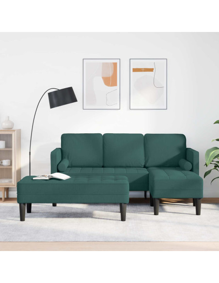 Set di divani con cuscino 2 pcs Verde Scuro Poliestere