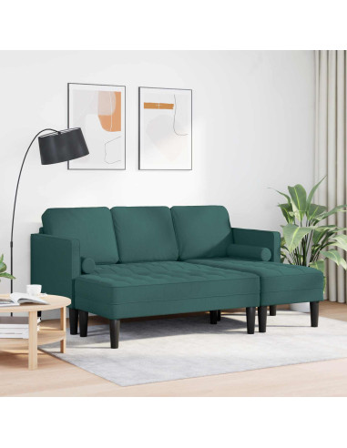 Set di divani con cuscino 2 pcs Verde Scuro Poliestere