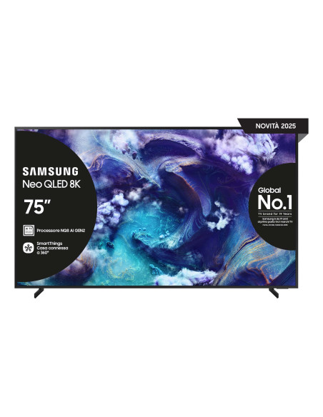 Samsung Neo QLED AI TV 75" QE75QN900FTXZT 8K Mini LED, Processore NQ8 AI Gen2, 8K AI Upscaling, Glare Free, Neo Quantum HDR 8K P