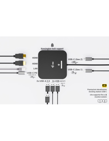 i-tec USB-C Dual HDMI Docking Station with Power Delivery 100 W