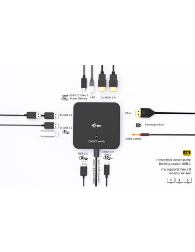 i-tec USB-C DP Dual HDMI Docking Station with Power Delivery 100 W